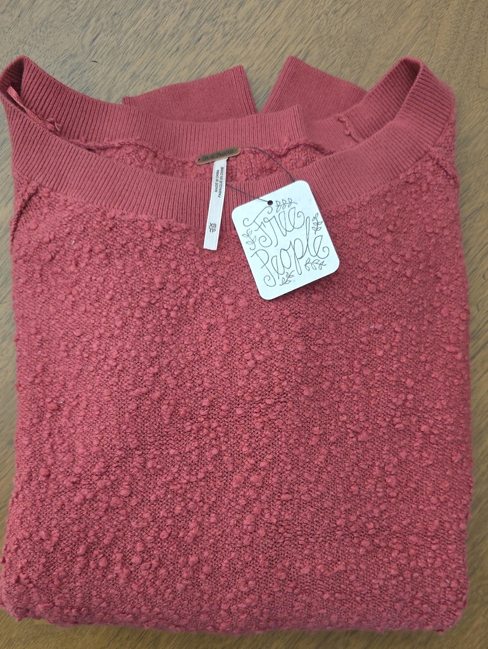 Free People Dusty Coral Popcorn Knit Crewneck Sweater